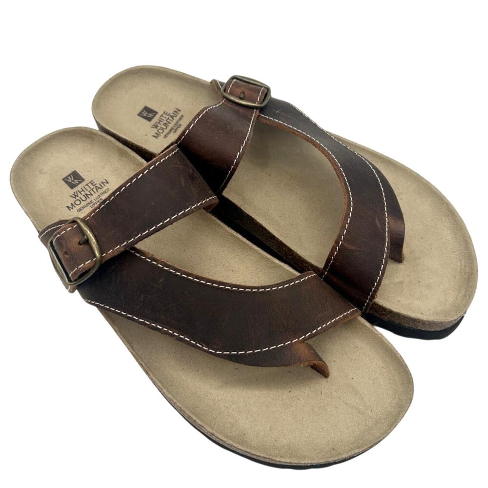 New White Mountain Brown Leather Carly Sandal Size 11 Deadstock Beach Casual NIB